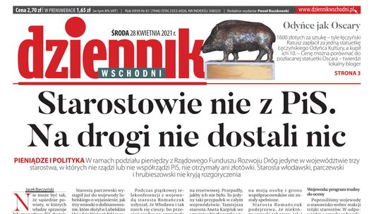 Pierwsza strona Dziennika Wschodniego z 28 kwietnia 2021 roku