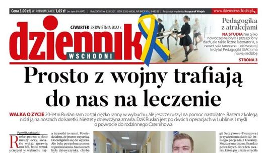 Pierwsza strona Dziennika Wschodniego z 28 kwietnia 2022 r.