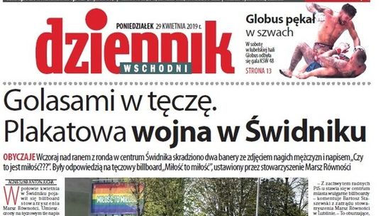 Pierwsza strona Dziennika Wschodniego z 29 kwietnia 2019 roku