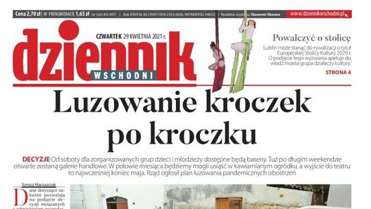 Pierwsza strona Dziennika Wschodniego z 29 kwietnia 2021