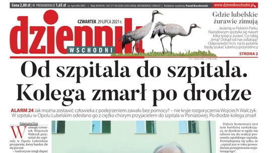 Pierwsza strona Dziennika Wschodniego z 29 lipca 2021 roku