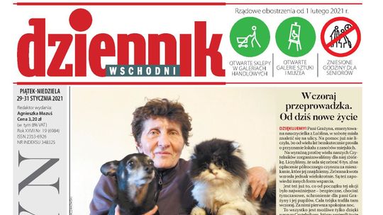 Pierwsza strona Dziennika Wschodniego z 29 stycznia 2021 r.