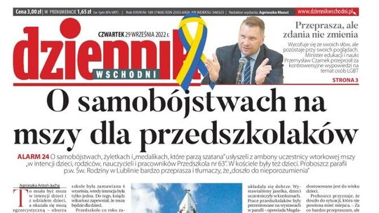 Pierwsza strona Dziennika Wschodniego z 29 września 2022 r.