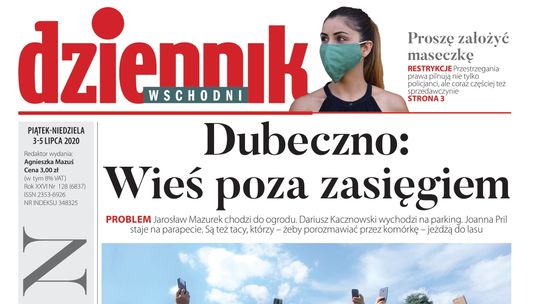 Pierwsza strona Dziennika Wschodniego z 3 lipca 2020 r.