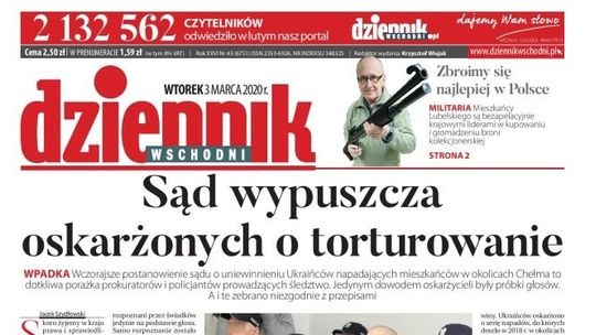 Pierwsza strona Dziennika Wschodniego z 3 marca 2020 r.