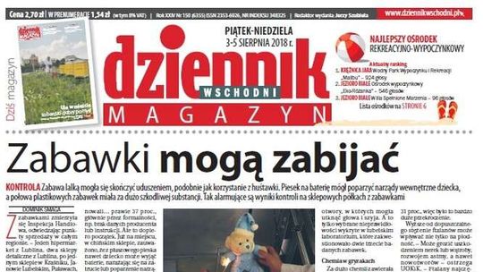 Pierwsza strona Dziennika Wschodniego z 3 sierpnia 2018 roku