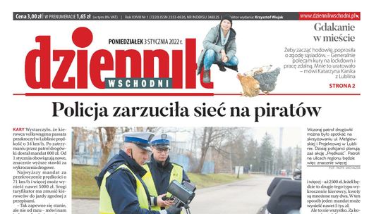 Pierwsza strona Dziennika Wschodniego z 3 stycznia 2022 r.