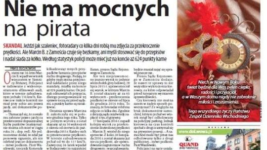 Pierwsza strona Dziennika Wschodniego z 30 grudnia 2016 roku