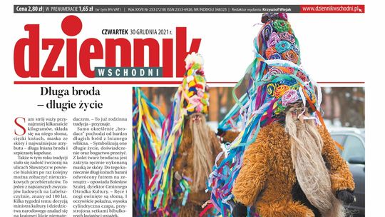  Pierwsza strona Dziennika Wschodniego z 30 grudnia 2021 r. 