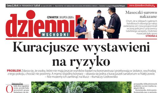 Pierwsza strona Dziennika Wschodniego z 30 lipca 2020 r.