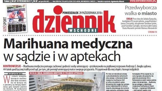 Pierwsza strona Dziennika Wschodniego z 30 października 2018 roku