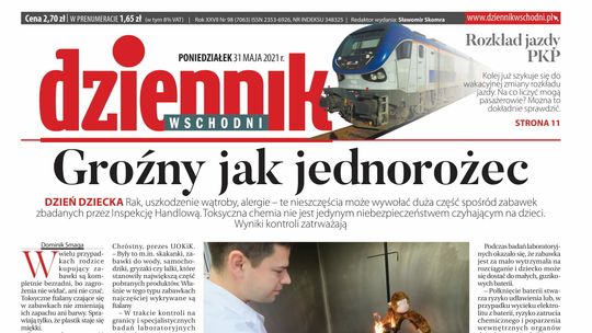 Pierwsza strona Dziennika Wschodniego z 31 maja 2021 roku 