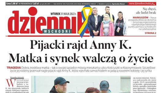  Pierwsza strona Dziennika Wschodniego z 31 maja 2022 r. 