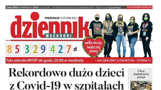 Pierwsza strona Dziennika Wschodniego z 31 stycznia 2022 r.