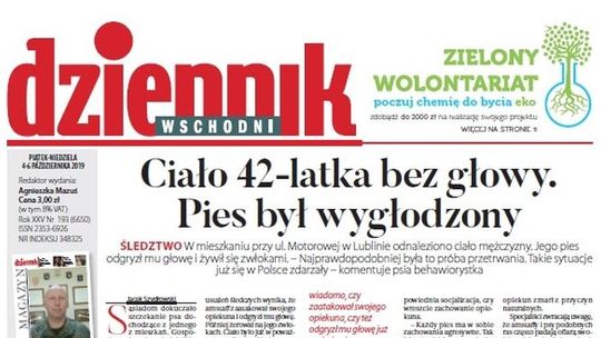 Pierwsza strona Dziennika Wschodniego z 4.10.2019