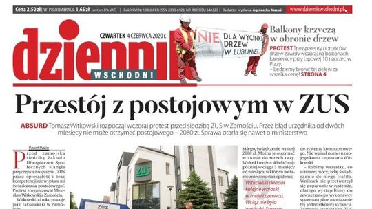 Pierwsza strona Dziennika Wschodniego z 4 czerwca 2020 r.