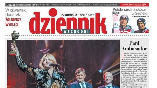 Pierwsza strona Dziennika Wschodniego z 4 marca 2019