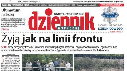Pierwsza strona Dziennika Wschodniego z 4 października 2018 roku