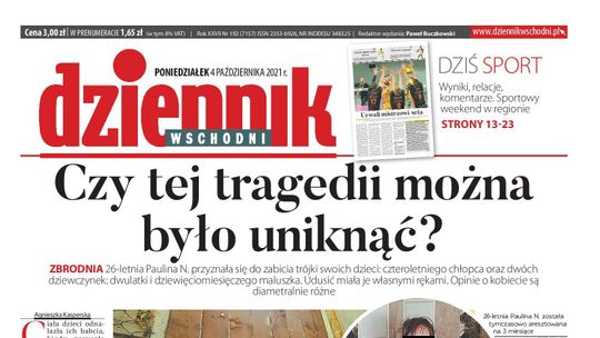 Pierwsza strona Dziennika Wschodniego z 4 października 2021 r.