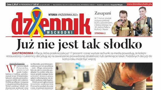  Pierwsza strona Dziennika Wschodniego z 4 października 2022 r. 