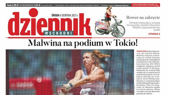 Pierwsza strona Dziennika Wschodniego z 4 sierpnia 2021 roku