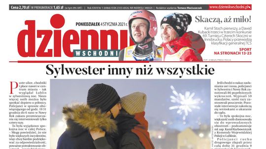 Pierwsza strona Dziennika Wschodniego z 4 stycznia 2021 r.