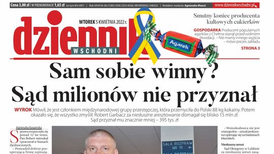  Pierwsza strona Dziennika Wschodniego z 5 kwietnia 2022 r. 