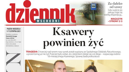  Pierwsza strona Dziennika Wschodniego z 5 listopada 2021 r. 