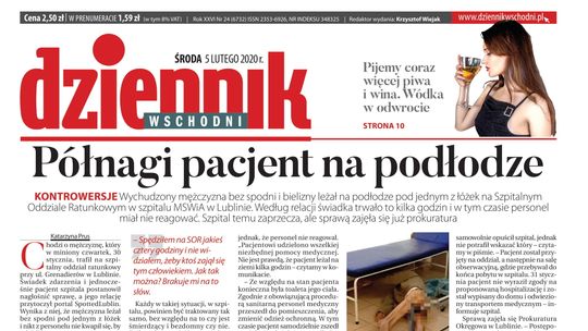 Pierwsza strona Dziennika Wschodniego z 5 lutego 2020 roku