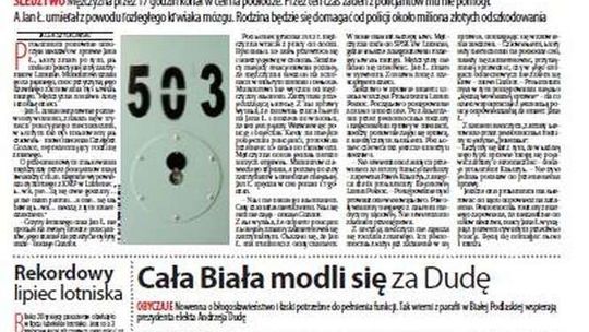 Pierwsza strona Dziennika Wschodniego z 5 sierpnia 2015