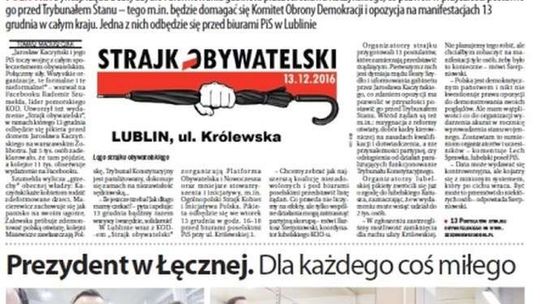 Pierwsza strona Dziennika Wschodniego z 6 grudnia 2016 roku