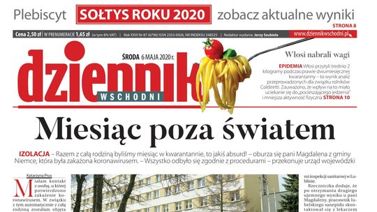Pierwsza strona Dziennika Wschodniego z 6 maja 2020 r.