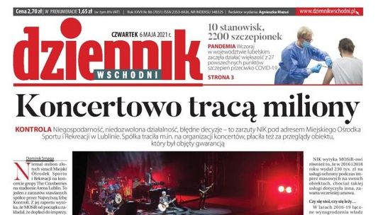 Pierwsza strona Dziennika Wschodniego z 6 maja 2021 r.