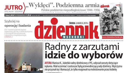 Pierwsza strona Dziennika Wschodniego z 6 marca 2019 r.