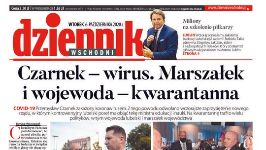  Pierwsza strona Dziennika Wschodniego z 6 października 2020 r. 