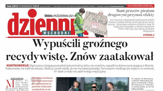 Pierwsza strona Dziennika Wschodniego z 6 października 2021 roku