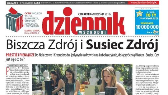 Pierwsza strona Dziennika Wschodniego z 6 września 2018 r.