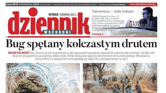 Pierwsza strona Dziennika Wschodniego z 7 grudnia 2021 r.