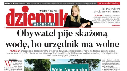 Pierwsza strona Dziennika Wschodniego z 7 lipca 2020 r.