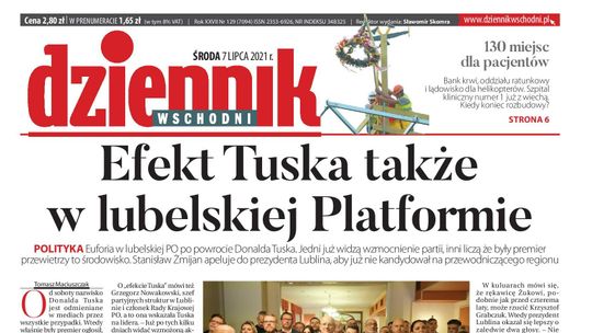 Pierwsza strona Dziennika Wschodniego z 7 lipca 2021 r.