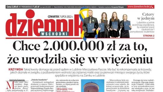 Pierwsza strona Dziennika Wschodniego z 7 lipca 2022 r.