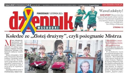 Pierwsza strona Dziennika Wschodniego z 7 listopada 2022 r.