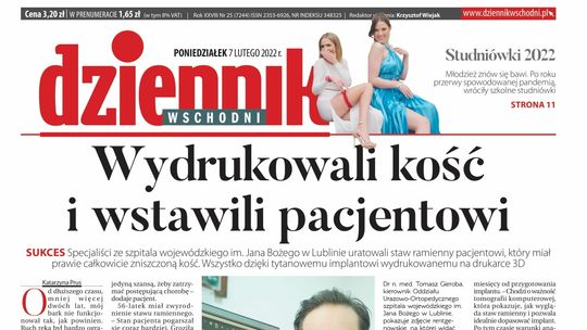  Pierwsza strona Dziennika Wschodniego z 7 lutego 2022 roku 