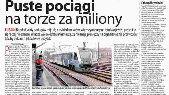 Pierwsza strona Dziennika Wschodniego z 7 marca 2016