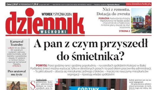 Pierwsza strona Dziennika Wschodniego z 7 stycznia 2020 r.