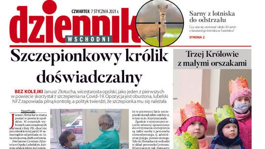 Pierwsza strona Dziennika Wschodniego z 7 stycznia 2021 r. 