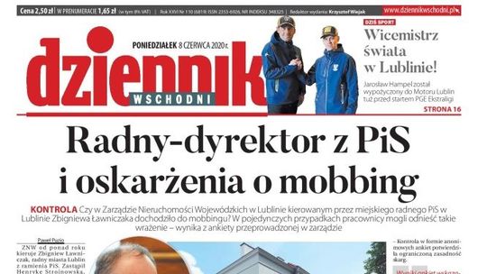 Pierwsza strona Dziennika Wschodniego z 8 czerwca 2020 r.