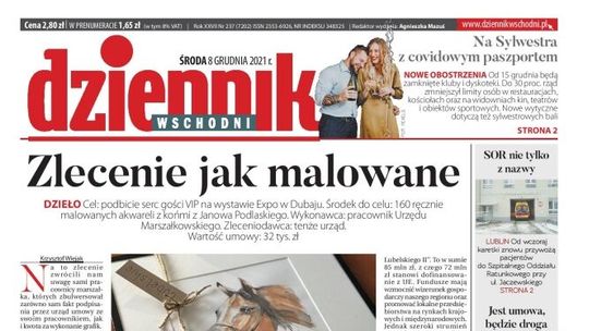 Pierwsza strona Dziennika Wschodniego z 8 grudnia 2021 r.