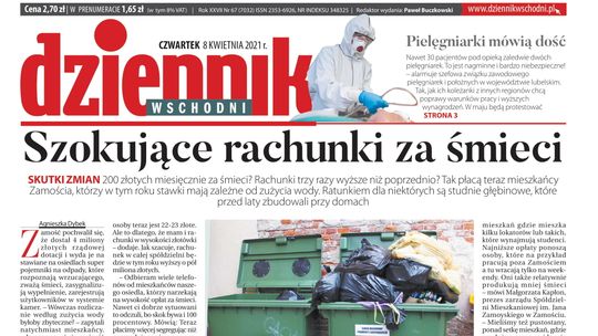 Pierwsza strona Dziennika Wschodniego z 8 kwietnia 2021 roku 