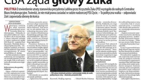 Pierwsza strona Dziennika Wschodniego z 8 listopada